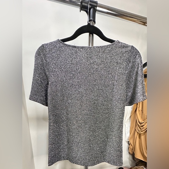 Ann Taylor Gray Shimmer Blouse with Rounded Neckline - Picture 5 of 5